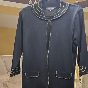 Ming Wang Green and Black Blazer Elegant Style